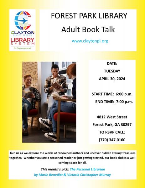 Image for event: Forest Park Adult Book Talk