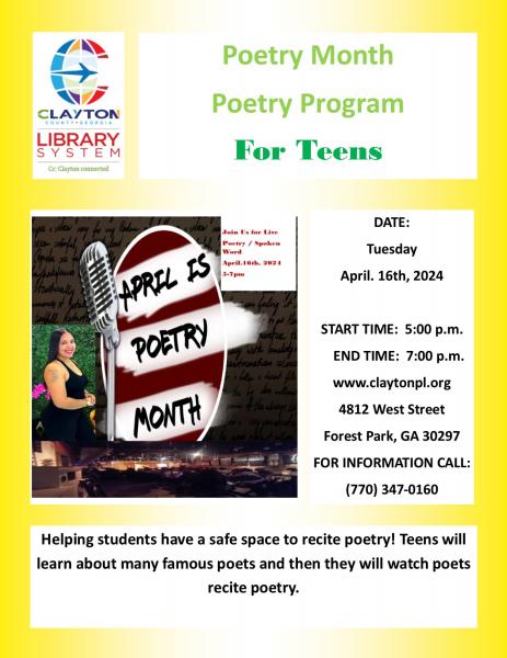 Image for event: Teen Poetry Month Program